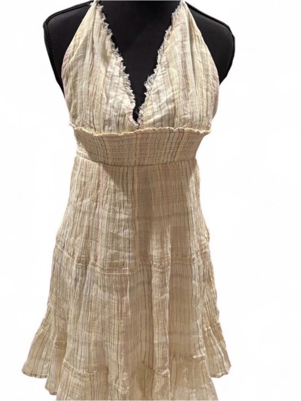 Women's Halter Gauze Sundress - Cream